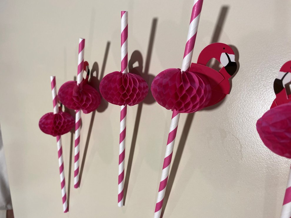 unsere tollen Flamingo- Trinkhalme